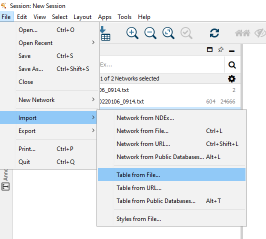 Select File -> Import -> Table from File